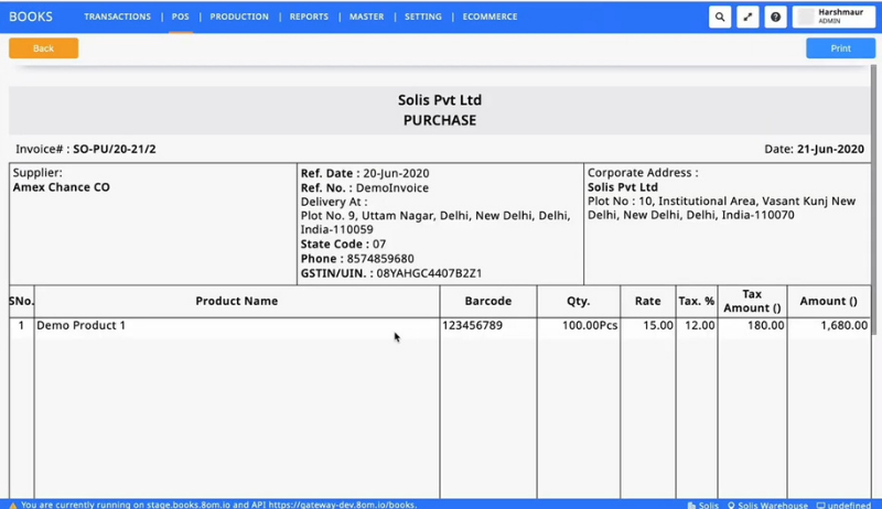 BooksPOS automatically create an invoice for you.