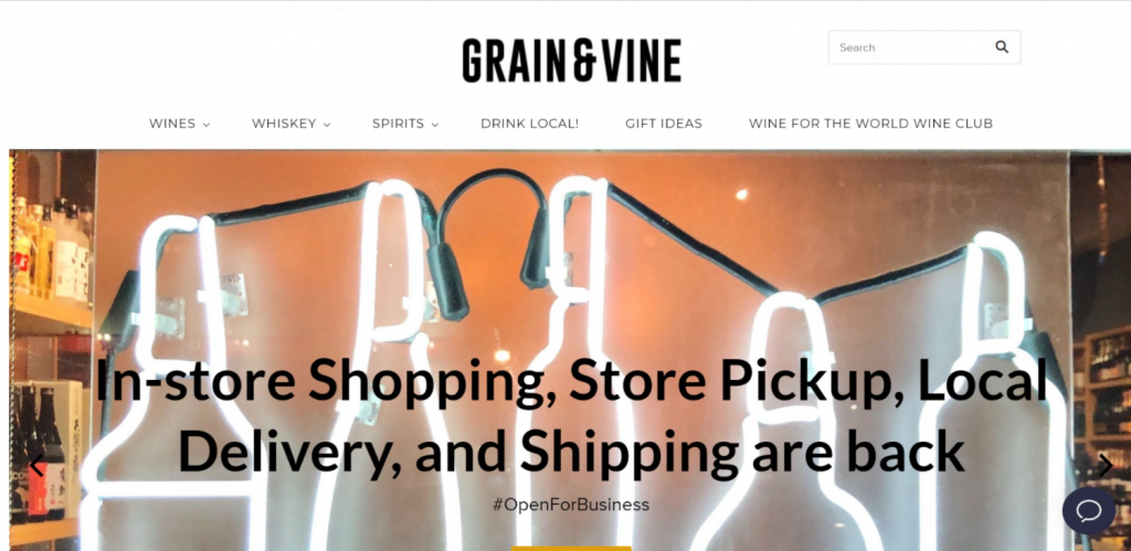 Grain and Wine is a wine shop in New York that offers home delivery.