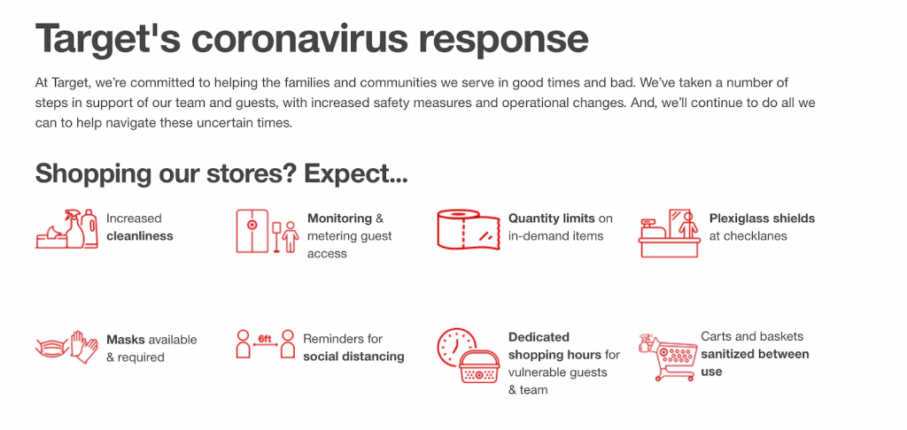 Target's coronavirus response to increase sales.